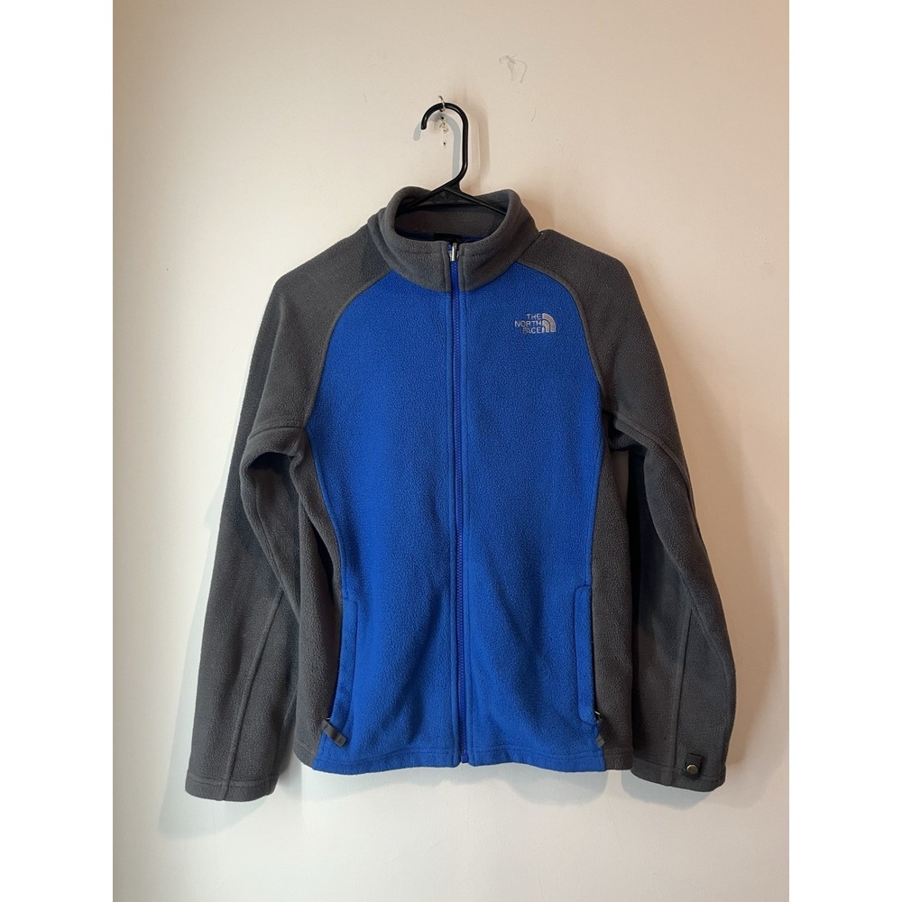 The North Face Fleece Full Zip Jacket Boys Large 14/16 Blue Gray Zip‎ Pockets